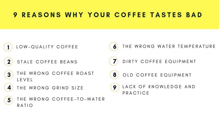 9 Reasons Why Your Coffee Tastes Bad